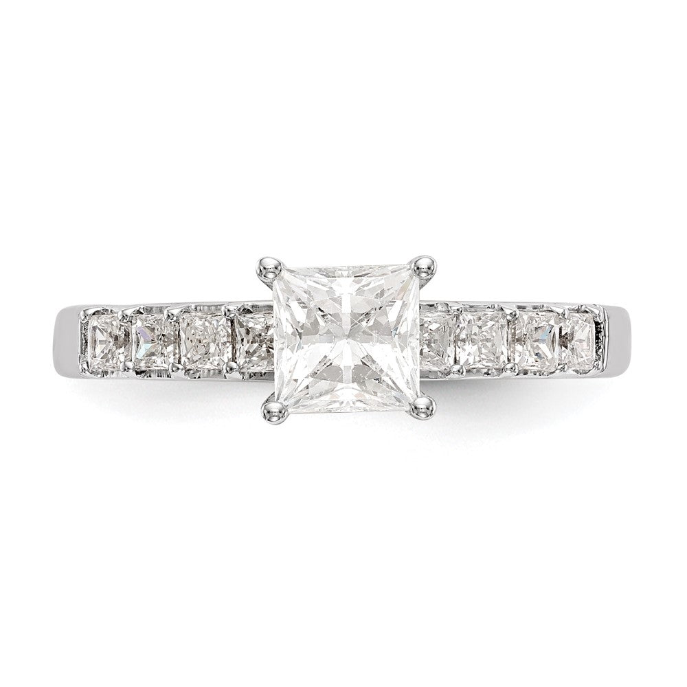 14K Weißgold Verlobungsring mit simulierten Diamanten