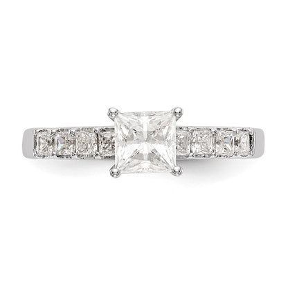 14K Weißgold Verlobungsring mit simulierten Diamanten