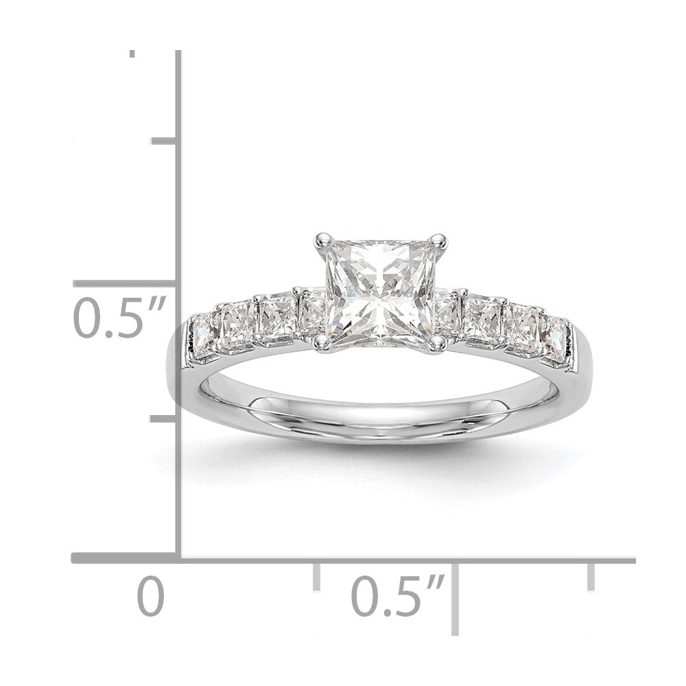 14K Weißgold Verlobungsring mit simulierten Diamanten