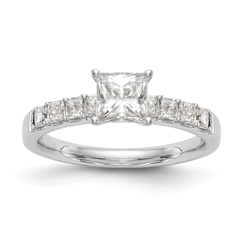 14K Weißgold Verlobungsring mit simulierten Diamanten