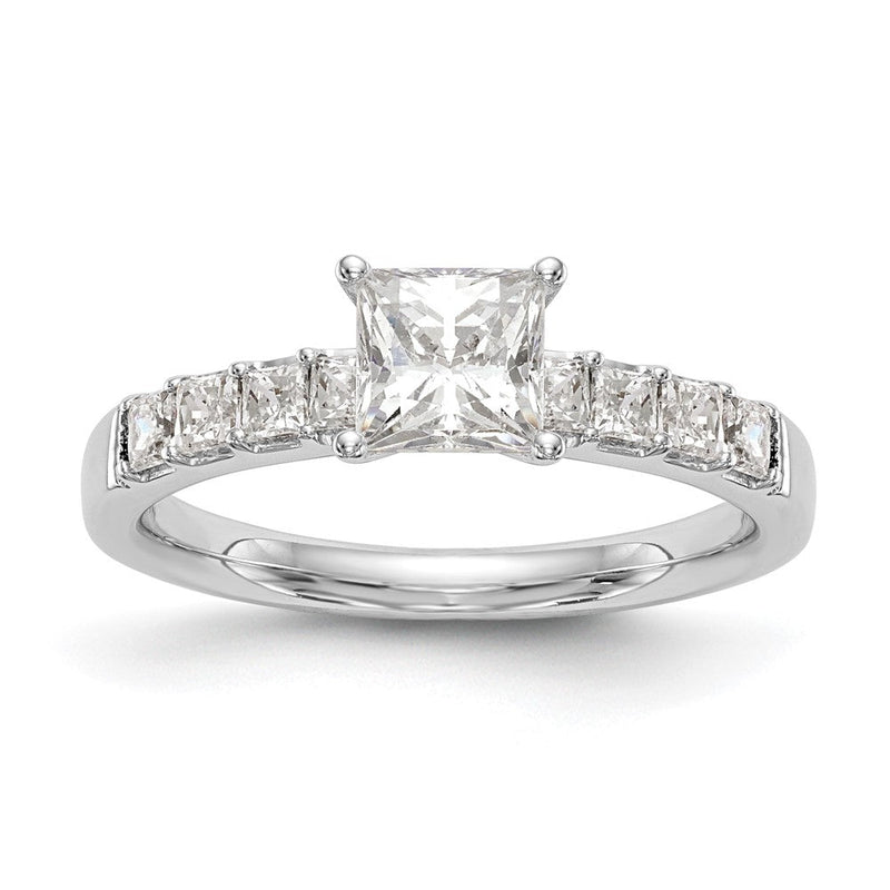 14K Weißgold Verlobungsring mit simulierten Diamanten