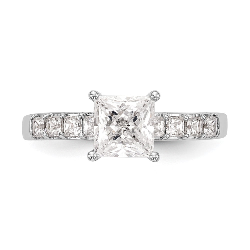 14K Weißgold Verlobungsring mit simulierten Diamanten