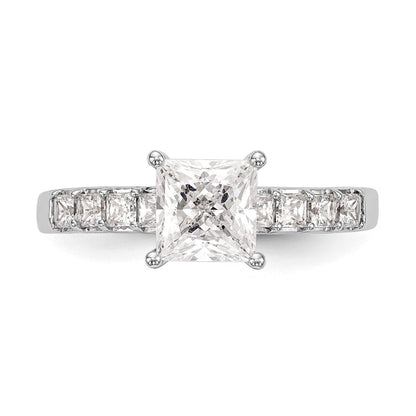 14K Weißgold Verlobungsring mit simulierten Diamanten