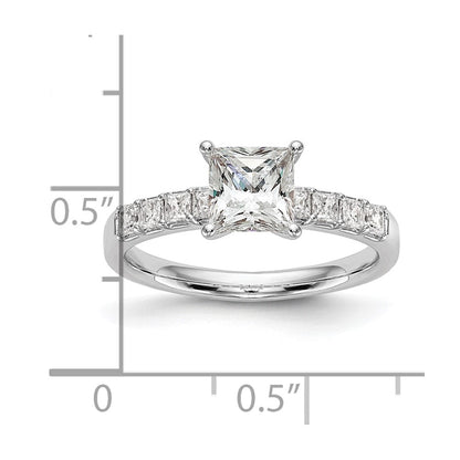 14K Weißgold Verlobungsring mit simulierten Diamanten