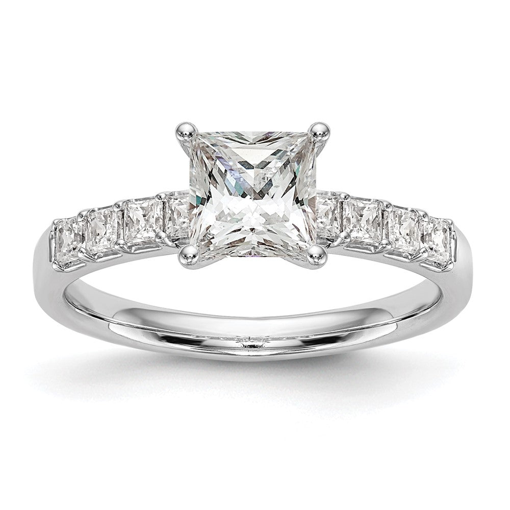 14K Weißgold Verlobungsring mit simulierten Diamanten
