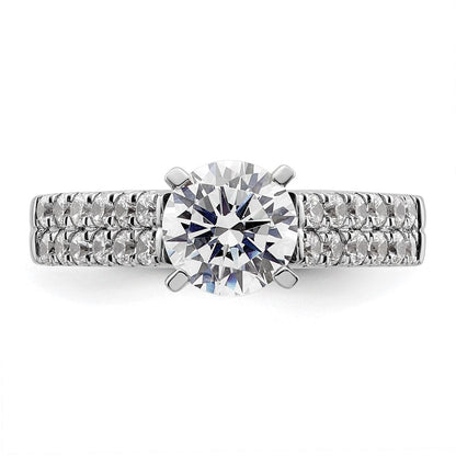 14K Weißgold 2 Reihe Stift Set 5/8 Karat Diamant Halbfassung Verlobungsring