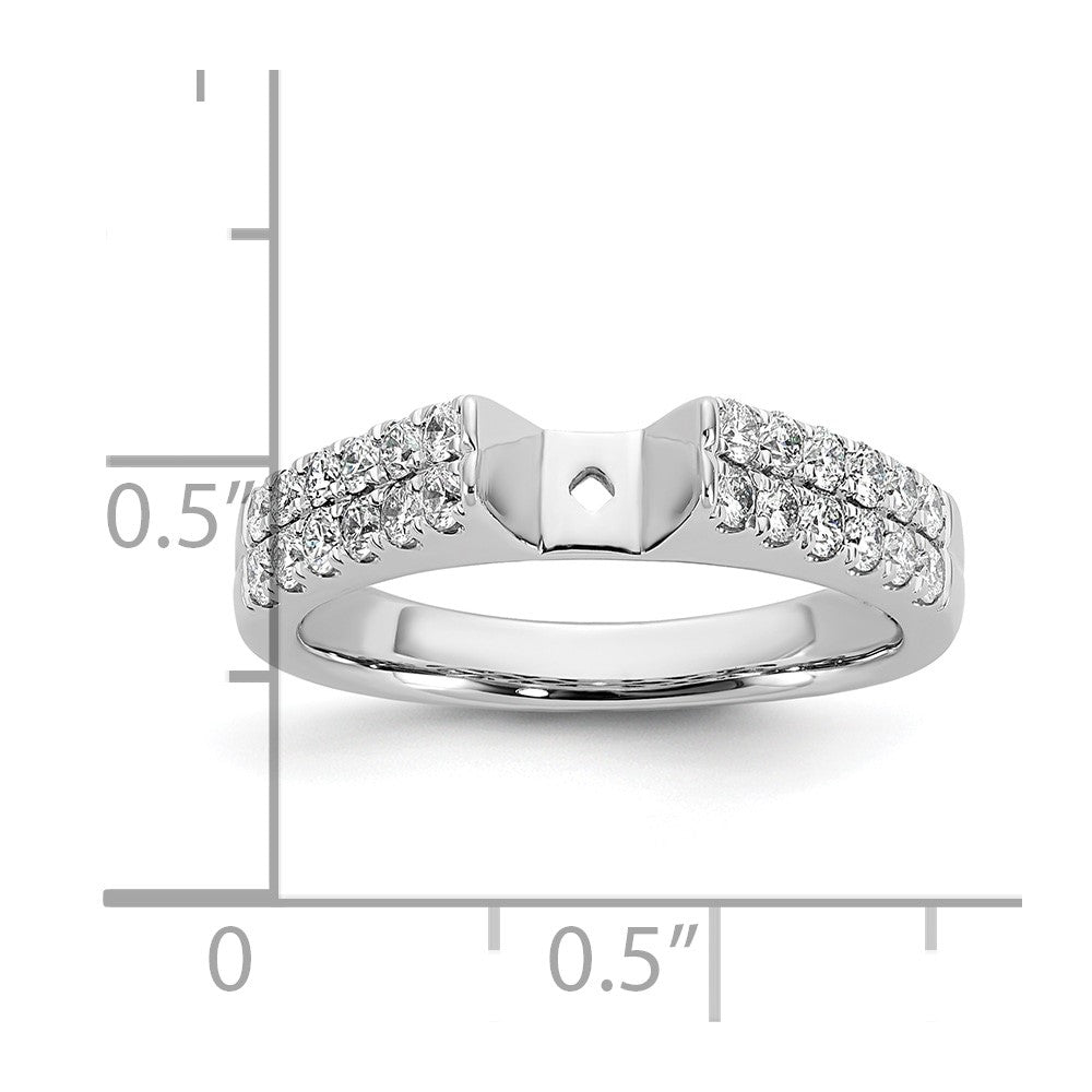 14K Weißgold 2 Reihe Stift Set 5/8 Karat Diamant Halbfassung Verlobungsring