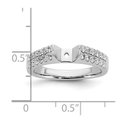 14K Weißgold 2 Reihe Stift Set 5/8 Karat Diamant Halbfassung Verlobungsring
