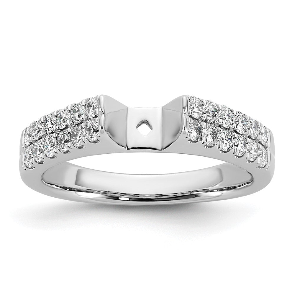 14K Weißgold 2 Reihe Stift Set 5/8 Karat Diamant Halbfassung Verlobungsring