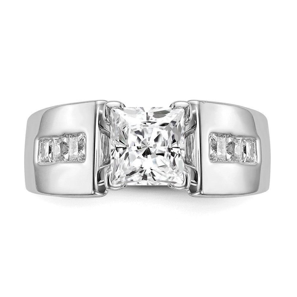 14K Weißgold Stift Set 3/8 Karat Kanalfassung Princess Diamant Halbfassung Verlobungsring