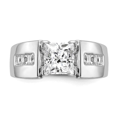 14K Weißgold Stift Set 3/8 Karat Kanalfassung Princess Diamant Halbfassung Verlobungsring