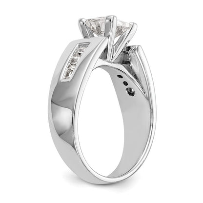 14K Weißgold Stift Set 3/8 Karat Kanalfassung Princess Diamant Halbfassung Verlobungsring