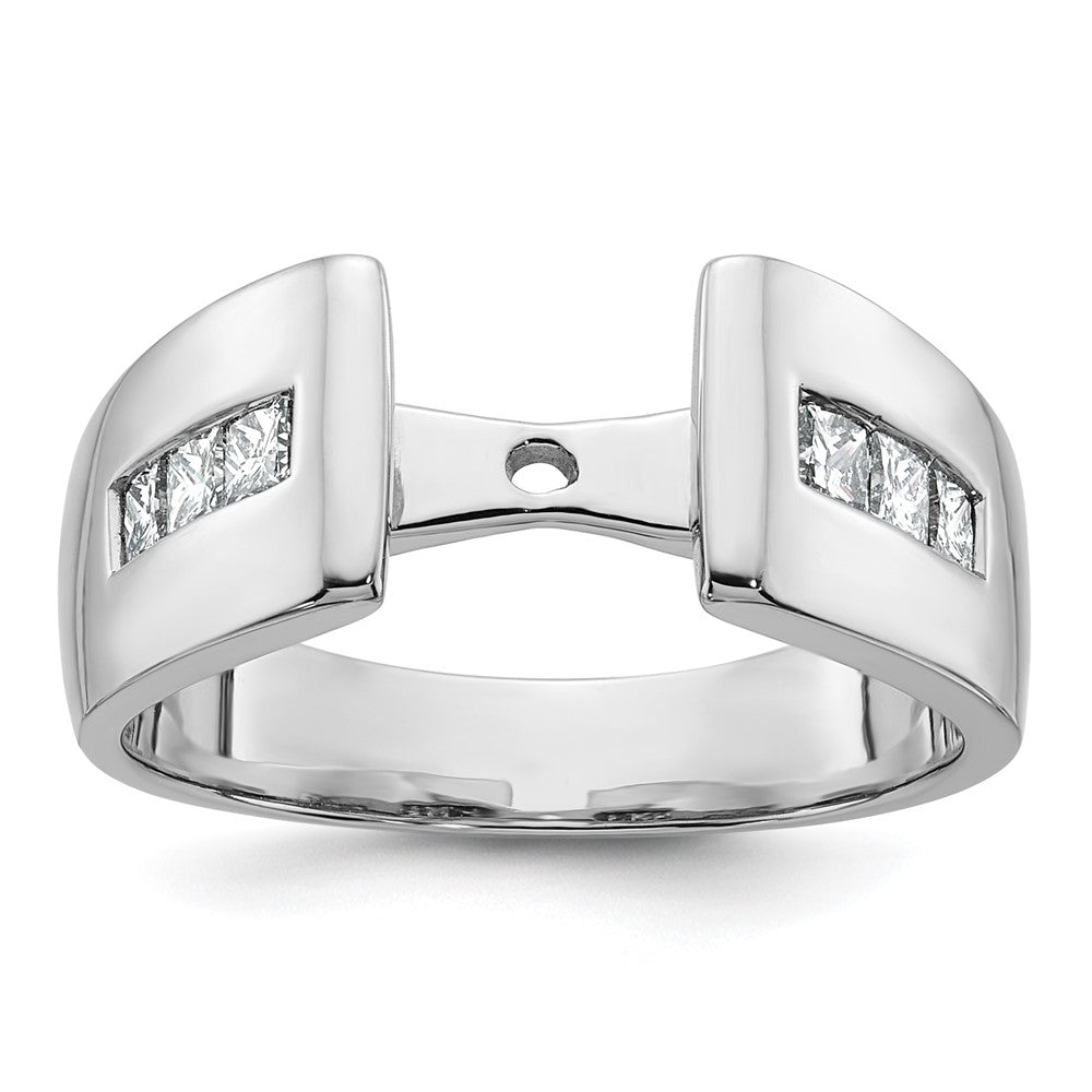 14K Weißgold Stift Set 3/8 Karat Kanalfassung Princess Diamant Halbfassung Verlobungsring