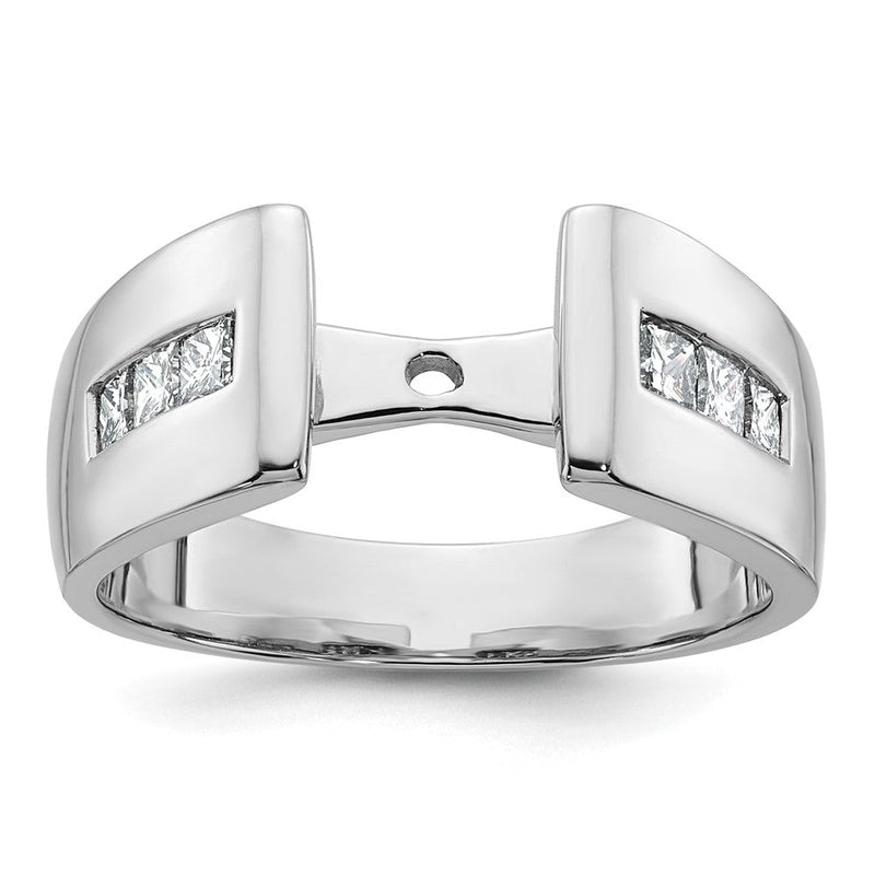 14K Weißgold Stift Set 3/8 Karat Kanalfassung Princess Diamant Halbfassung Verlobungsring