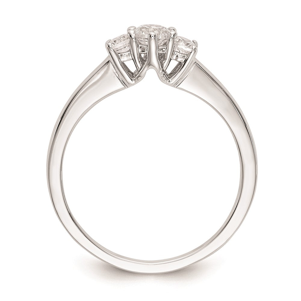 14K Weißgold 3 Stein (holds 1/4 Karat (4.1mm) Rund Mittig) Includes 2 2.7mm Seite Diamanten Halbfassung Verlobungsring