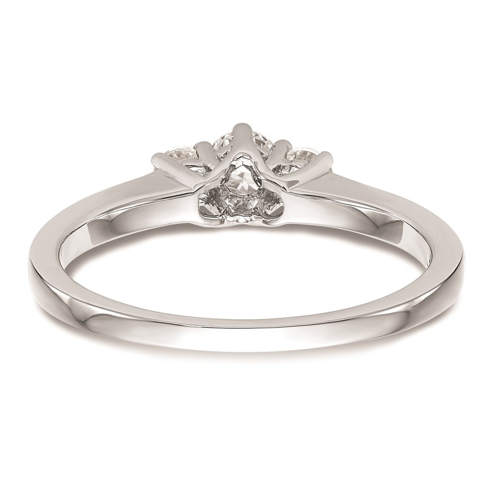 14K Weißgold 3 Stein (holds 1/4 Karat (4.1mm) Rund Mittig) Includes 2 2.7mm Seite Diamanten Halbfassung Verlobungsring
