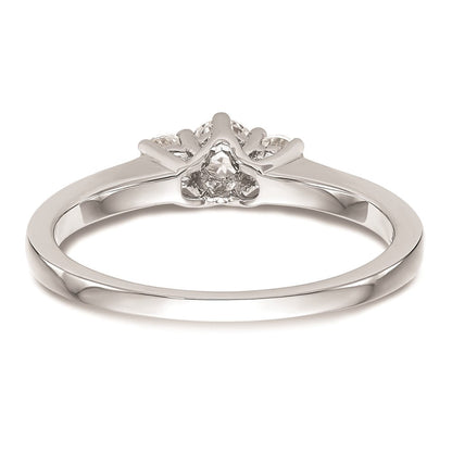 14K Weißgold 3 Stein (holds 1/4 Karat (4.1mm) Rund Mittig) Includes 2 2.7mm Seite Diamanten Halbfassung Verlobungsring