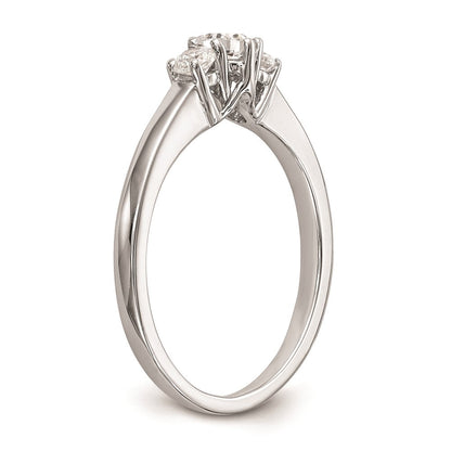 14K Weißgold 3 Stein (holds 1/4 Karat (4.1mm) Rund Mittig) Includes 2 2.7mm Seite Diamanten Halbfassung Verlobungsring