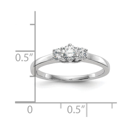 14K Weißgold 3 Stein (holds 1/4 Karat (4.1mm) Rund Mittig) Includes 2 2.7mm Seite Diamanten Halbfassung Verlobungsring