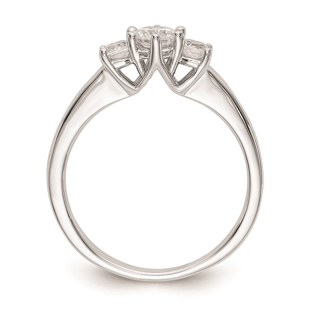 14K Weißgold Verlobungsring mit 3 simulierten Diamanten