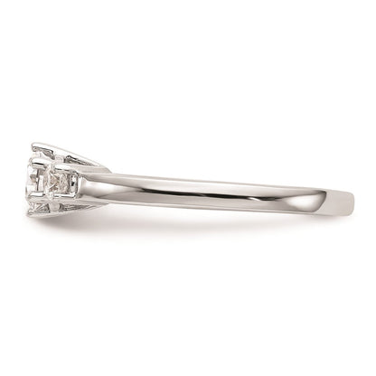 14K Weißgold Verlobungsring mit 3 simulierten Diamanten
