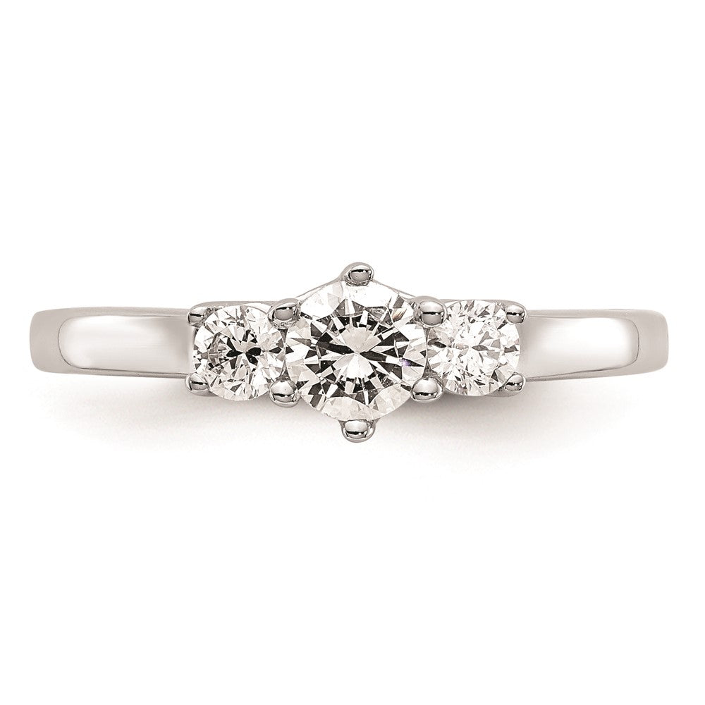 14K Weißgold Verlobungsring mit 3 simulierten Diamanten