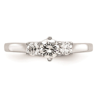 14K Weißgold Verlobungsring mit 3 simulierten Diamanten