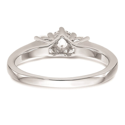 14K Weißgold Verlobungsring mit 3 simulierten Diamanten