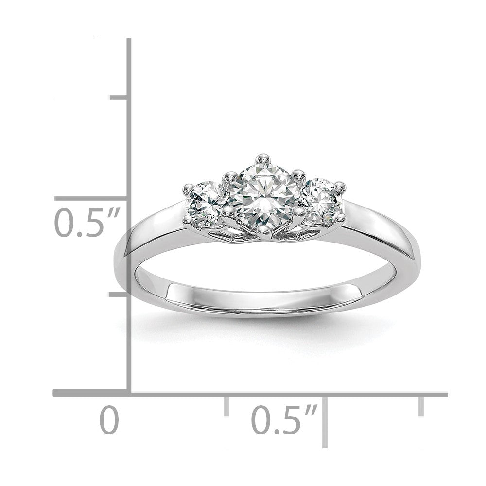 14K Weißgold Verlobungsring mit 3 simulierten Diamanten
