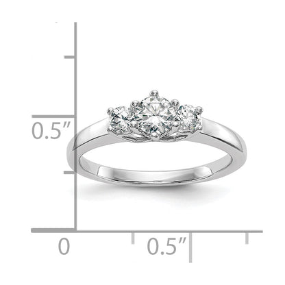 14K Weißgold Verlobungsring mit 3 simulierten Diamanten