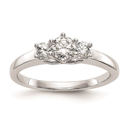 14K Weißgold Verlobungsring mit 3 simulierten Diamanten