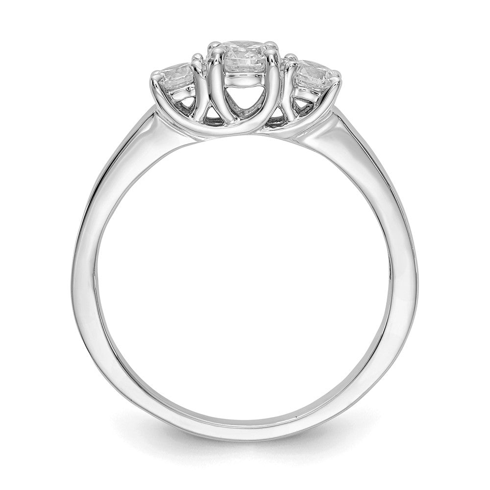 14K Weißgold Verlobungsring mit 3 simulierten Diamanten