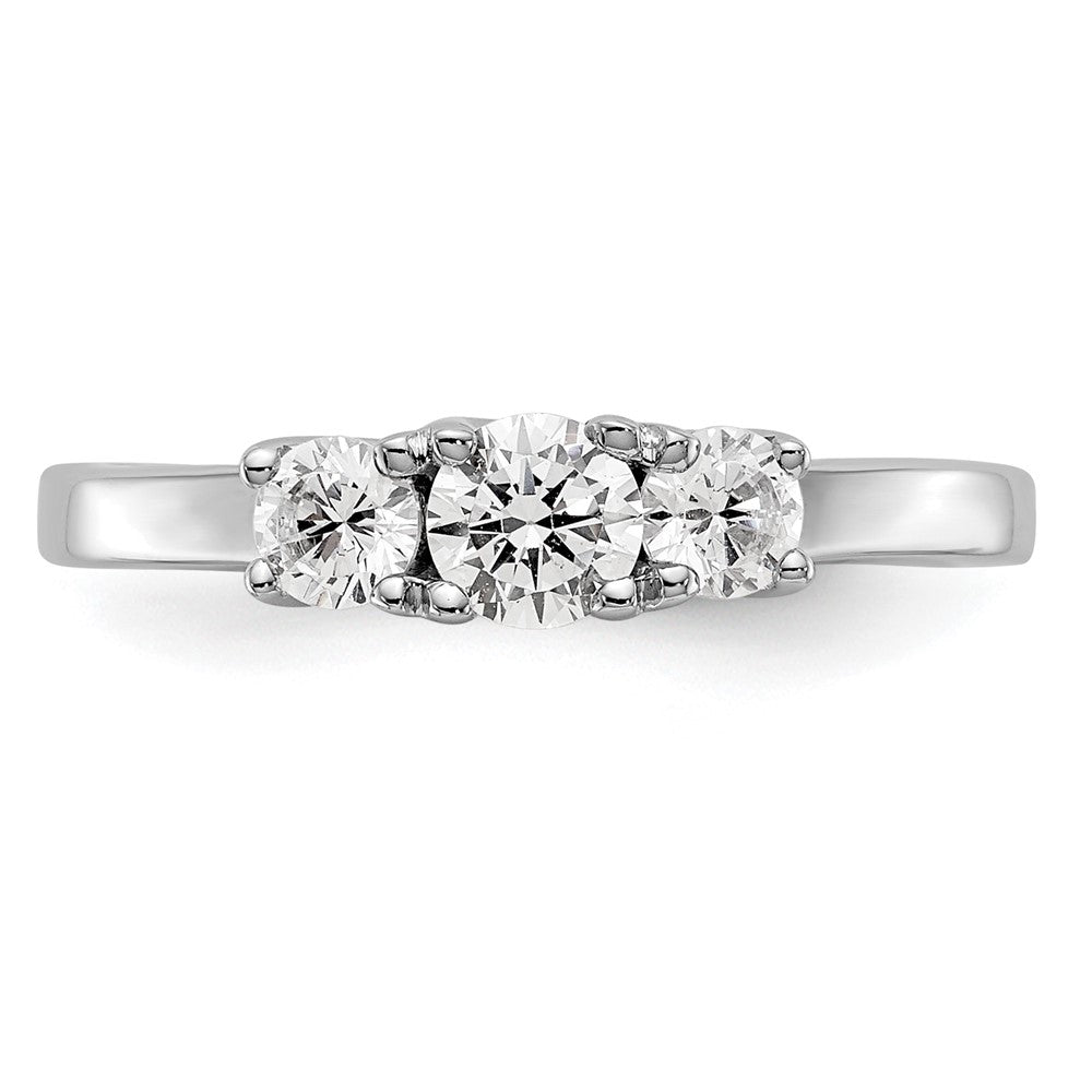 14K Weißgold Verlobungsring mit 3 simulierten Diamanten