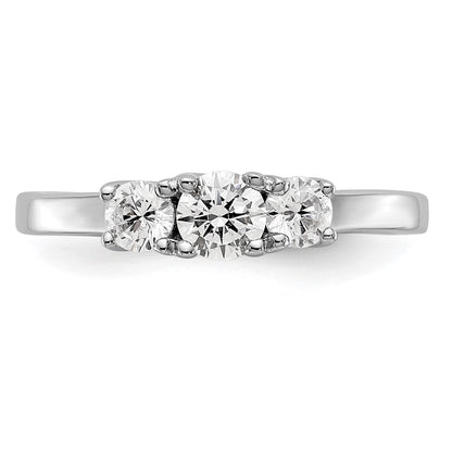 14K Weißgold Verlobungsring mit 3 simulierten Diamanten