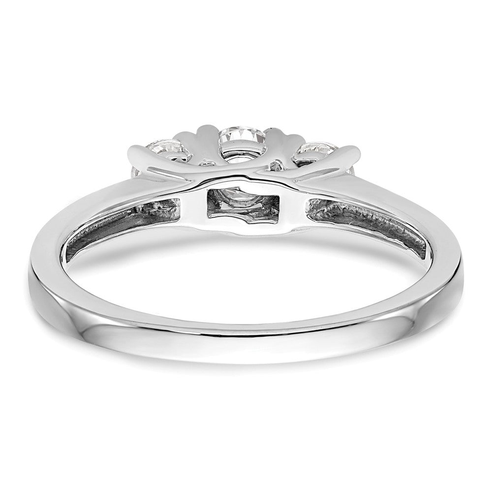 14K Weißgold Verlobungsring mit 3 simulierten Diamanten