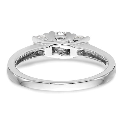 14K Weißgold Verlobungsring mit 3 simulierten Diamanten