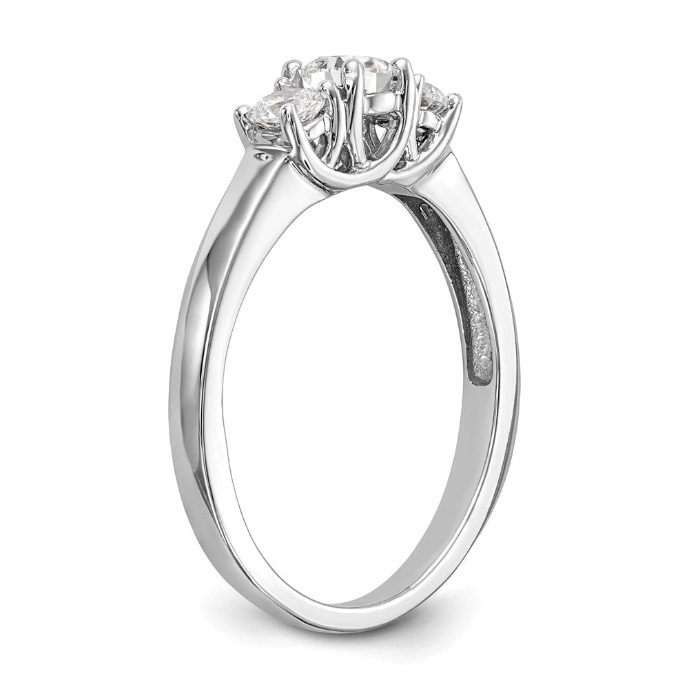 14K Weißgold Verlobungsring mit 3 simulierten Diamanten