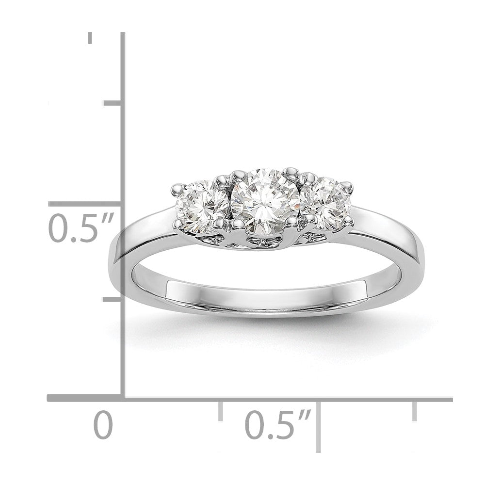 14K Weißgold Verlobungsring mit 3 simulierten Diamanten