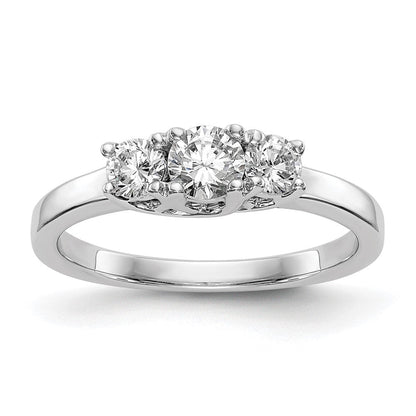 14K Weißgold Verlobungsring mit 3 simulierten Diamanten