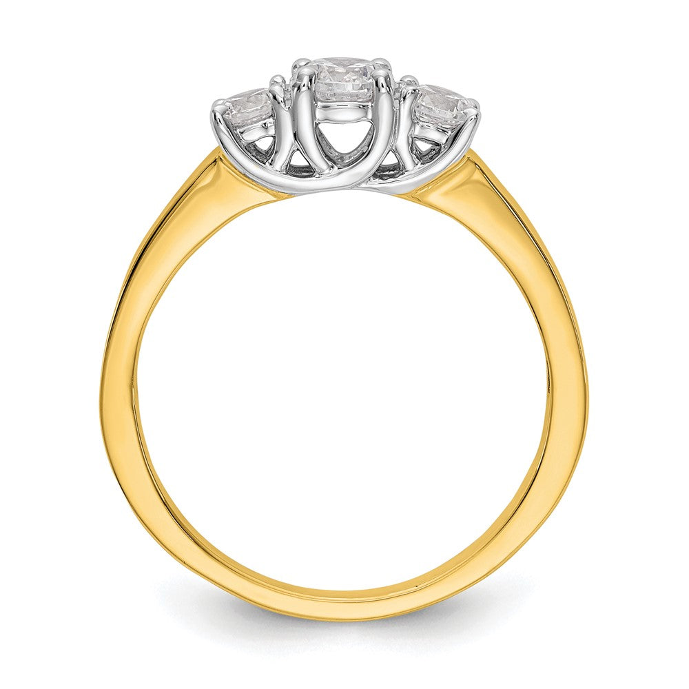 14K Bicolor Verlobungsring mit 3 Zirkonia