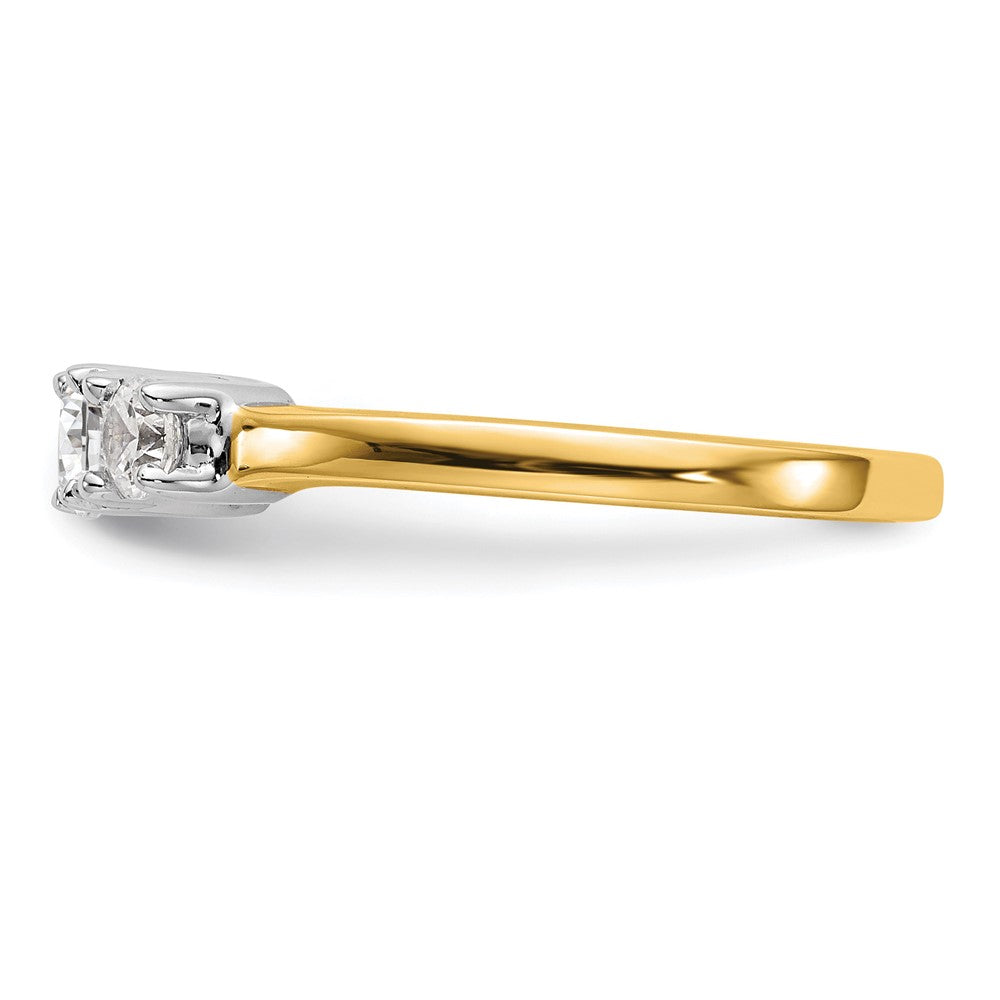 14K Bicolor Verlobungsring mit 3 Zirkonia