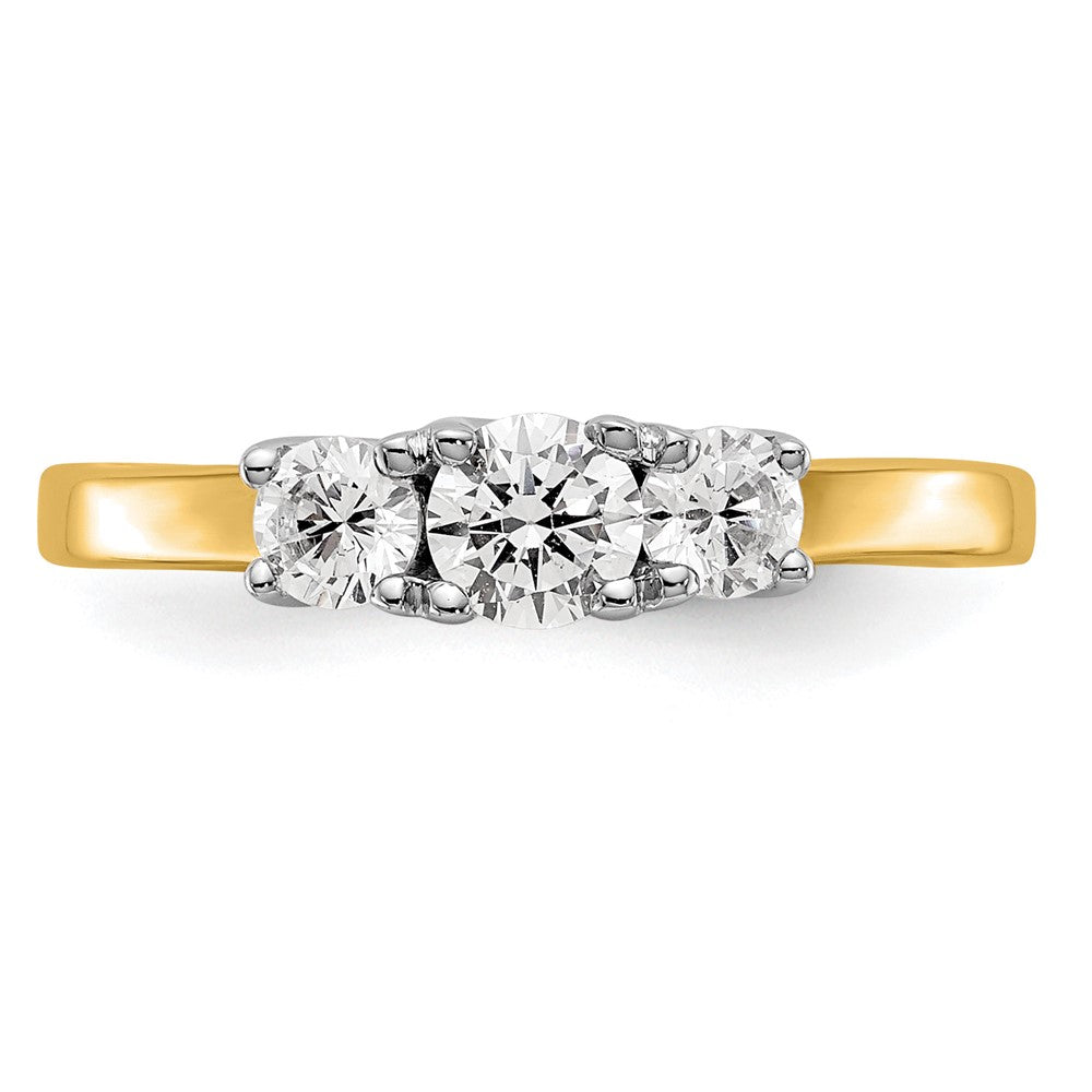 14K Bicolor Verlobungsring mit 0,5 ct. Labor gezüchteten Diamanten, VS/SI+ G+, Drei-Steine