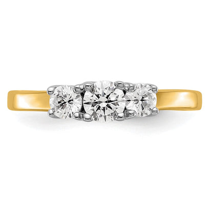 14K Bicolor Verlobungsring mit 0,5 ct. Labor gezüchteten Diamanten, VS/SI+ G+, Drei-Steine