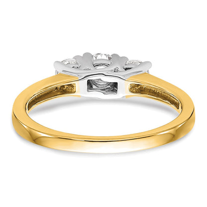 14K Bicolor Verlobungsring mit 0,5 ct. Labor gezüchteten Diamanten, VS/SI+ G+, Drei-Steine