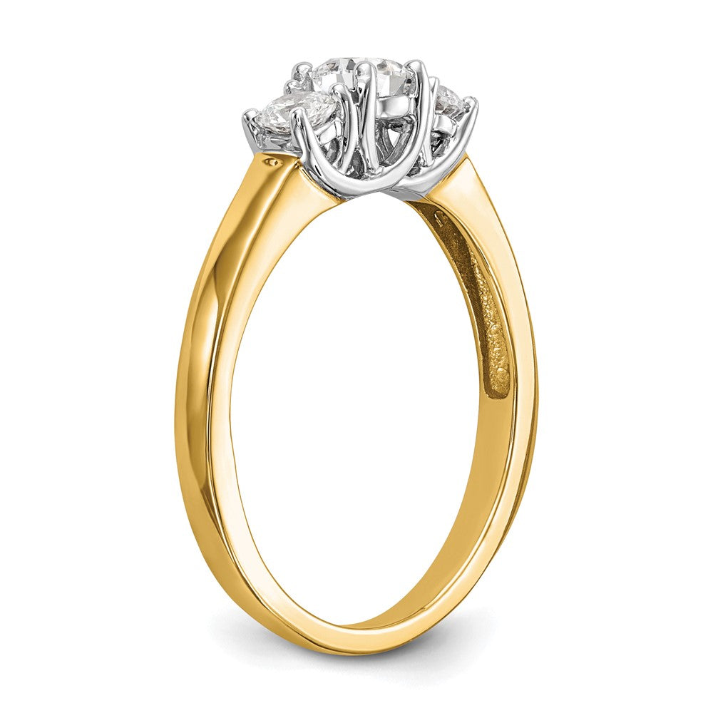14K Bicolor Verlobungsring mit 3 Zirkonia