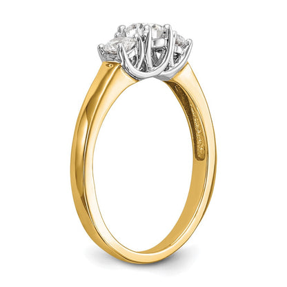 14K Bicolor Verlobungsring mit 3 Zirkonia