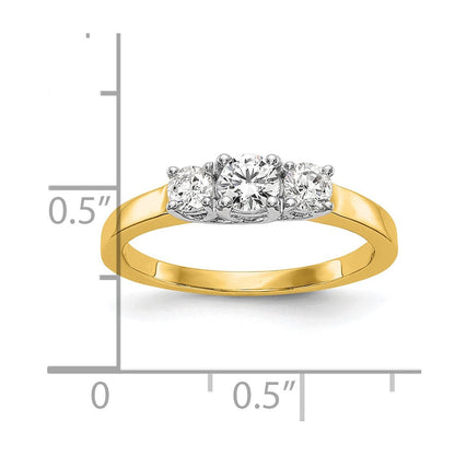 14K Bicolor Verlobungsring mit 3 Zirkonia