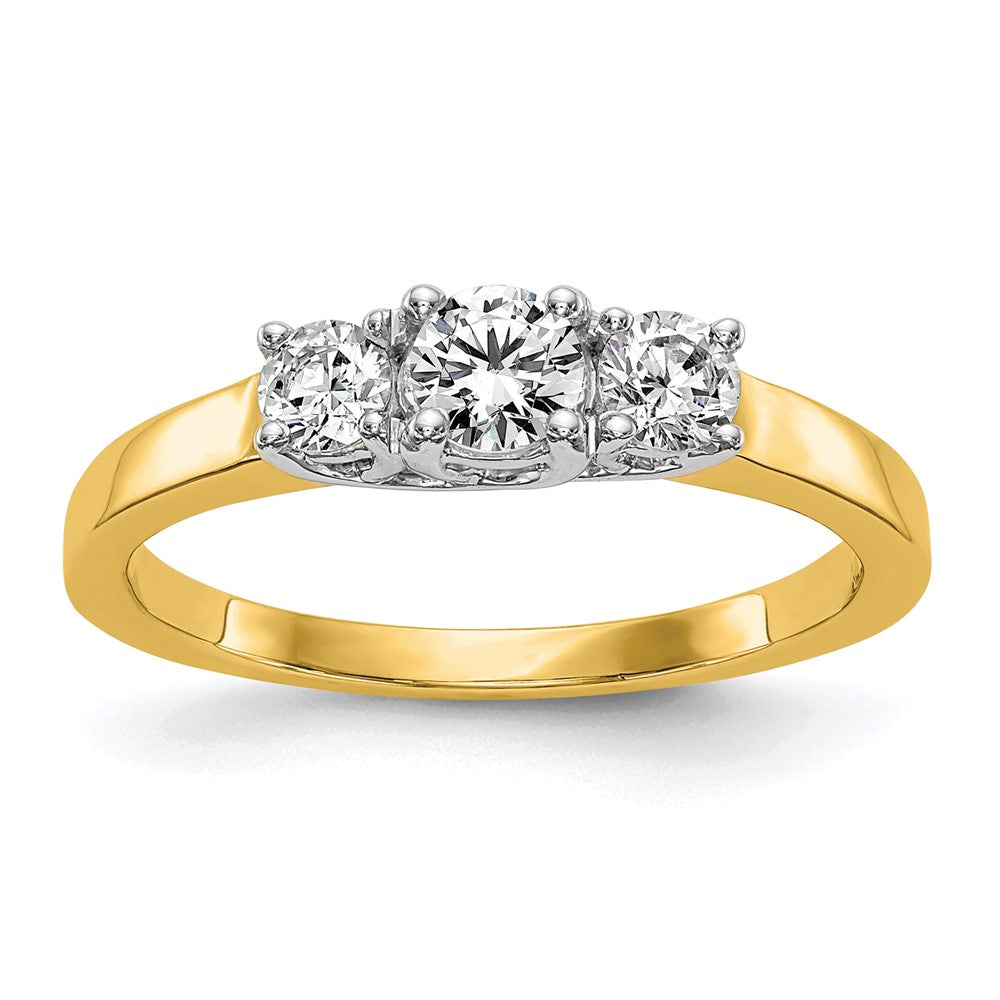 14K Bicolor Verlobungsring mit 3 Zirkonia