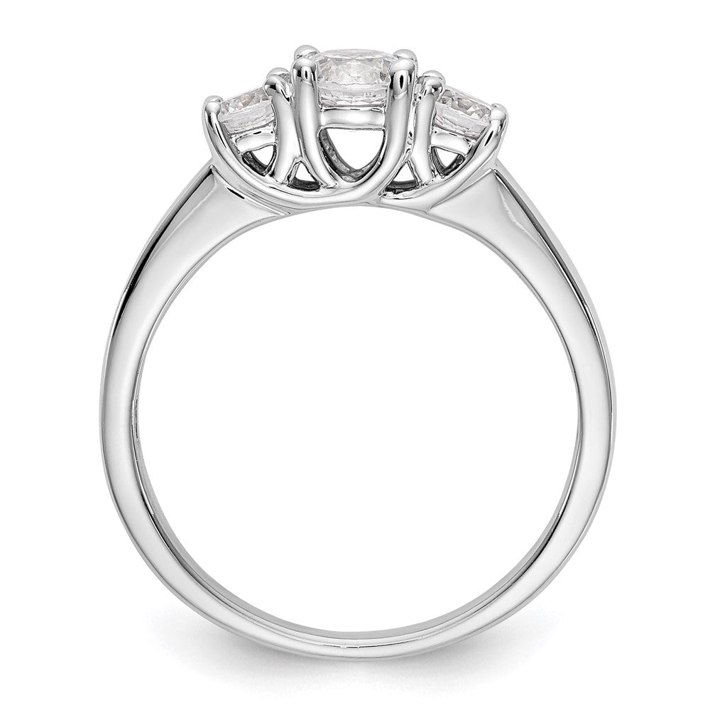14K Weißgold Verlobungsring mit 3 simulierten Diamanten