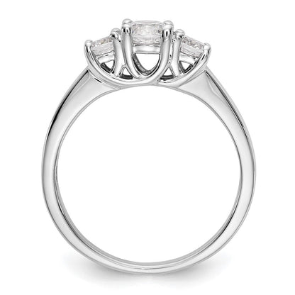 14K Weißgold Verlobungsring mit 3 simulierten Diamanten